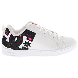 DC Shoe USA Court Graffik: Women White with Black Print (US Size 8, UK Size 6)